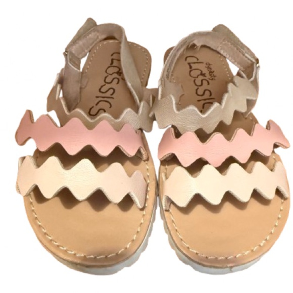 Dynasty Classic Pink and Cream Sandals with Wavy Design